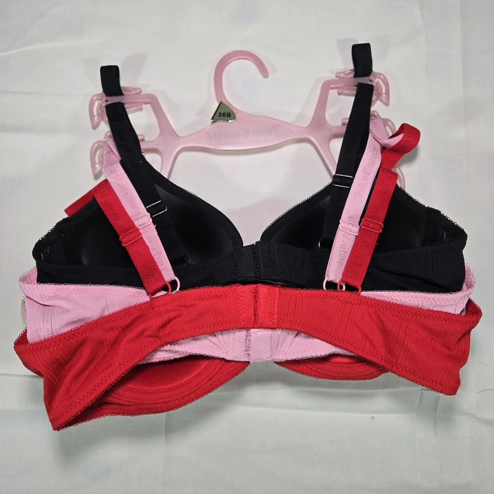 3 Pack JUICY COUTURE Sexy Push Up Bra 36B NWT Red Pink Valentines - Picture 5 of 6